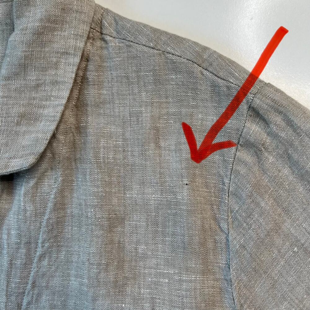 Quince Womens 100% Linen Classic Neutral Tan Button Down Shirt Minimalist Size L - Picture 13 of 14
